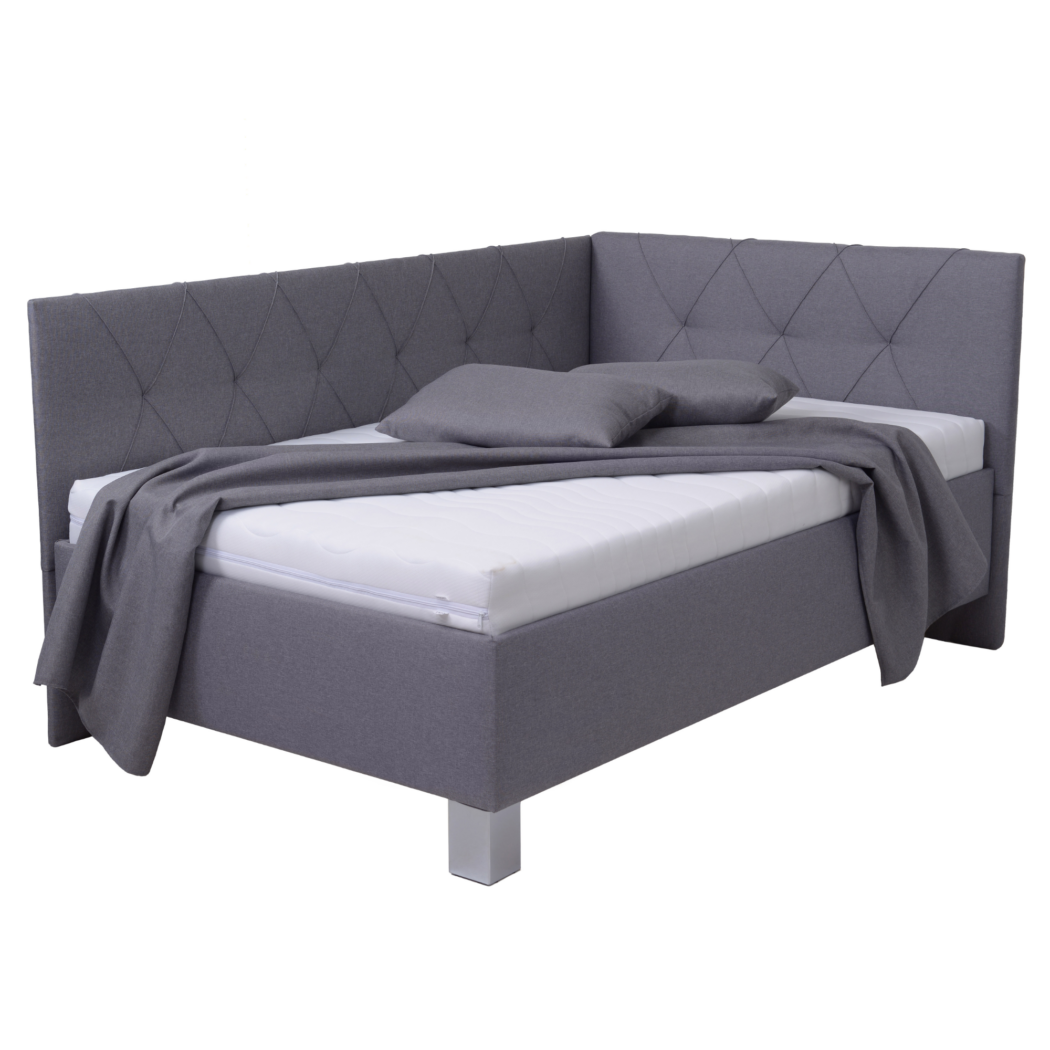 Rohová postel s matrací AFRODITE šedá